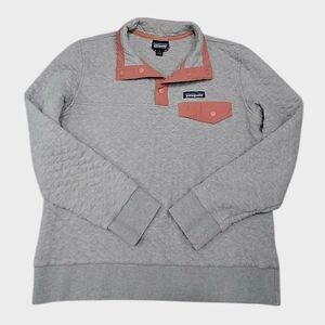 Patagonia Women's Quilted Snap-T Pullover Shirt Small Gray Pink